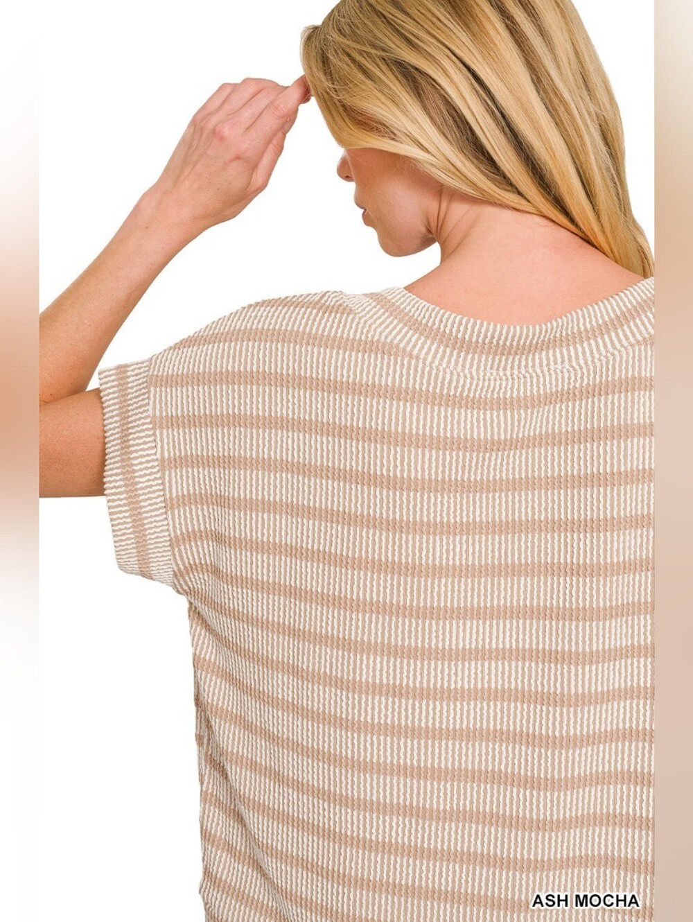 Zenana Raised Rib Striped Top - Picture 9 of 11